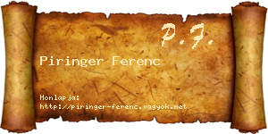 Piringer Ferenc névjegykártya